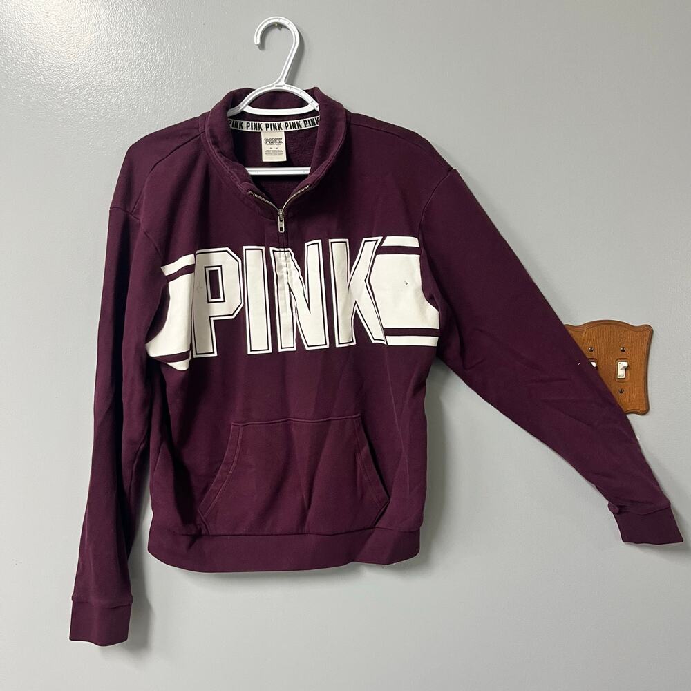 Victoria’s‎ Secret pink 1/4 zip pullover sweatshirt maroon women’s size medium